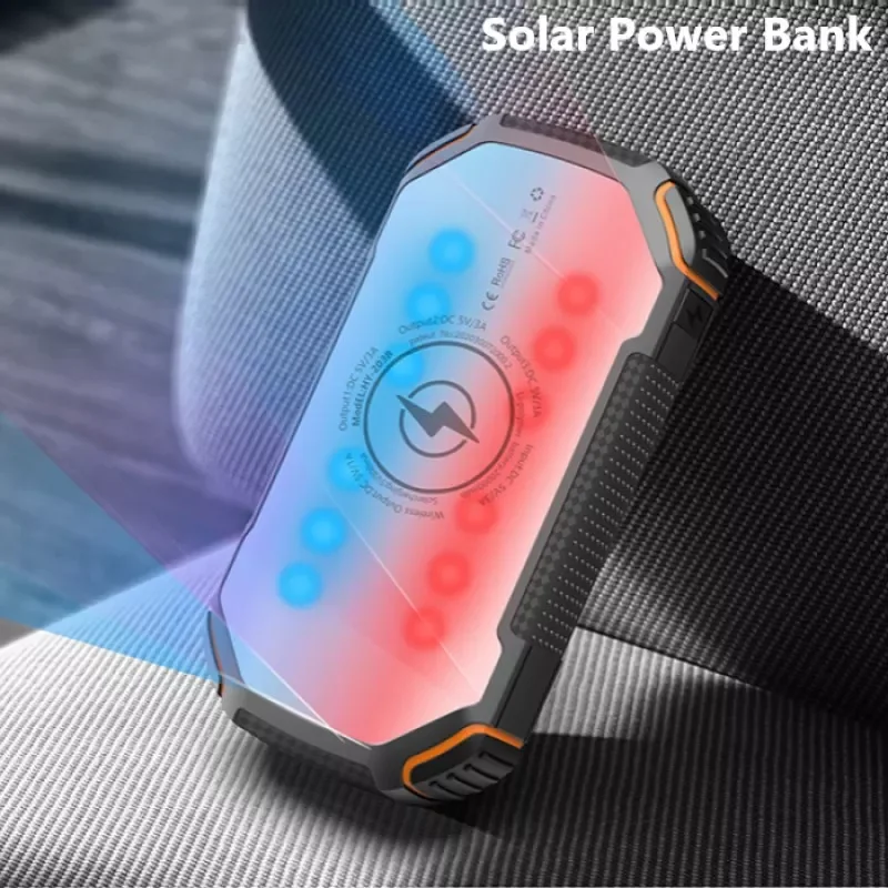 

2023New 20000 mAh Power Bank Big Capacity PD15W Fast Charge Portable Outdoor Solar Wireless Charging Powerbank for iPhone 13 Xia