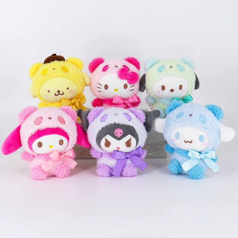 

Модная мягкая игрушка Sanrio Kulomi Melody Jade, трансформируемая в панду, декоративные игрушки для комнаты, подарки для девочек