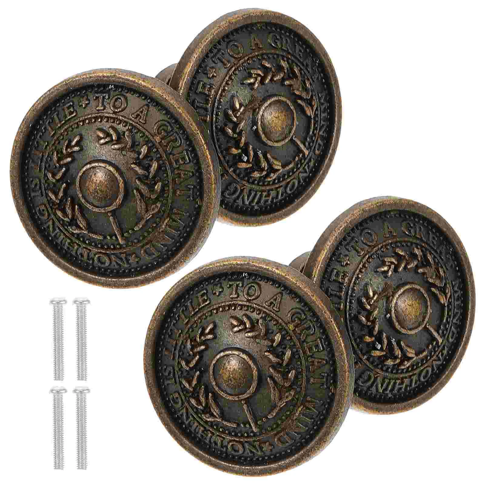 

4 Pcs Furniture Vintage Decor Knobs Kitchen Cabinets Door Pulls Metal Zinc Alloy Dresser Closet Drawer Handles