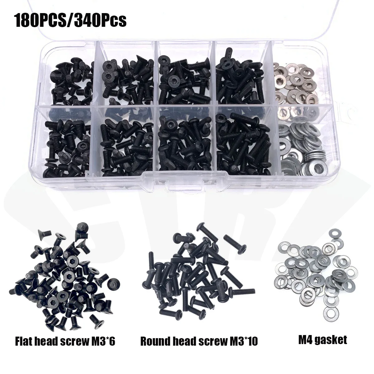 

180/340PCS RC Screw Box Set for Traxxas Axial Redcat HSP HPI Arrma Losi 1/8 1/10 Scale Auto M3 M4 Bolt Washer Hardware Fastener