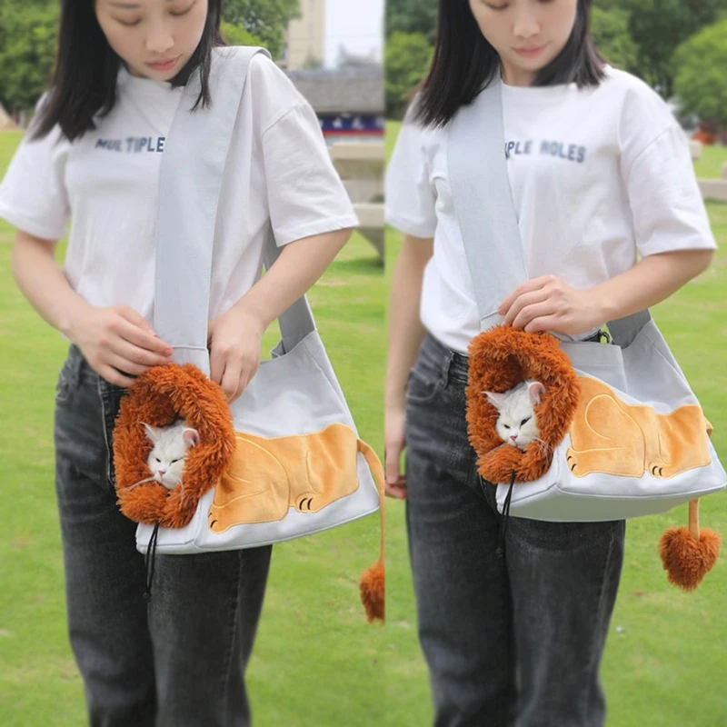 

Pet Carriers Lion Design Portable Breathable Bag Cat Dog Carrier Bags Outgoing Travel Pets Handbag Pet Shoulder Carrying Bags