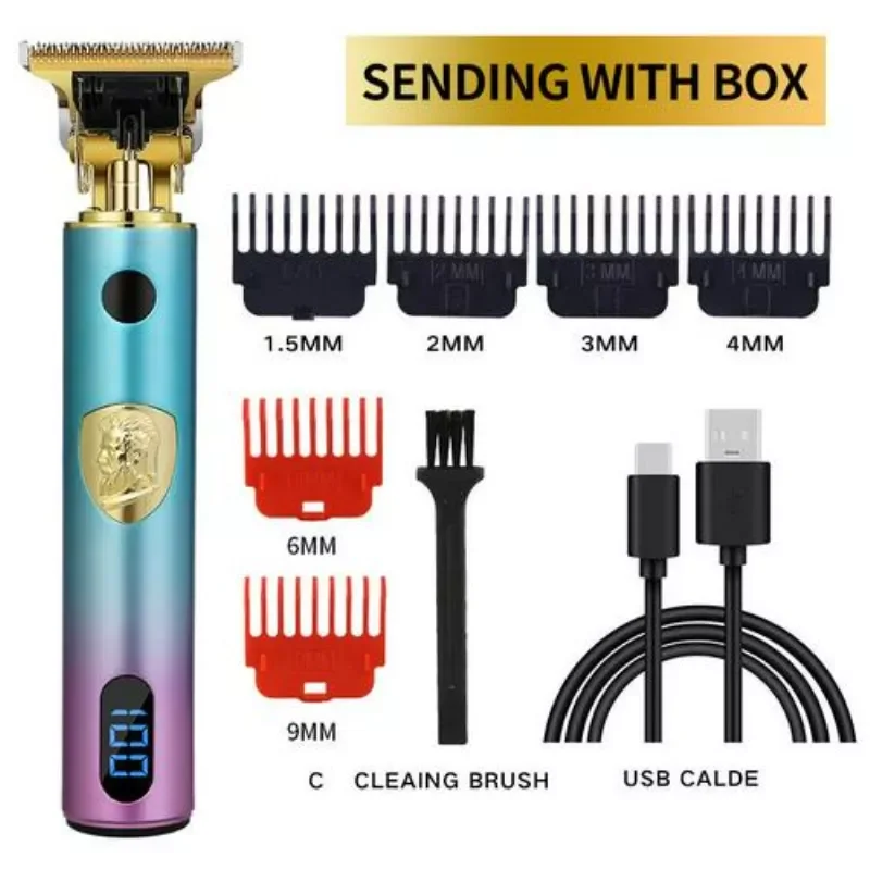

Светодиодный триммер для волос T9 для мужчин, Профессиональная Беспроводная Бритва, машинка для стрижки волос для бороды, мужские машинки дл...
