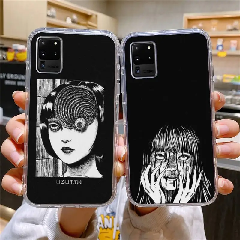

Junji Ito Tees Japan Anime Horror Phone Case For Samsung Galaxy S10 S10e A70 Edge S22 S23 Plus Ultra Note10 Transparent Cove