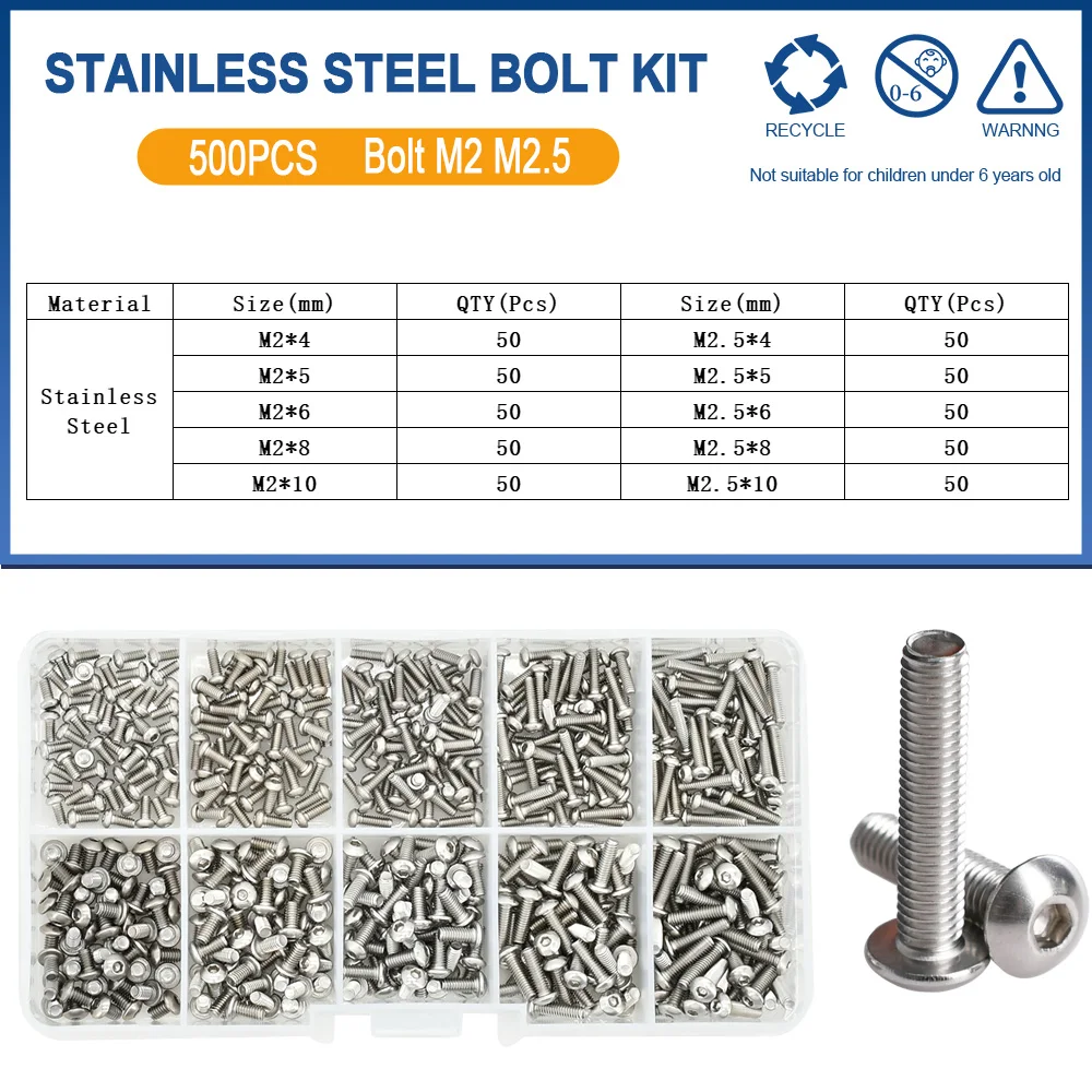 

Набор болтов NEWHONGHUIDA нержавеющая сталь M2 M2.5
