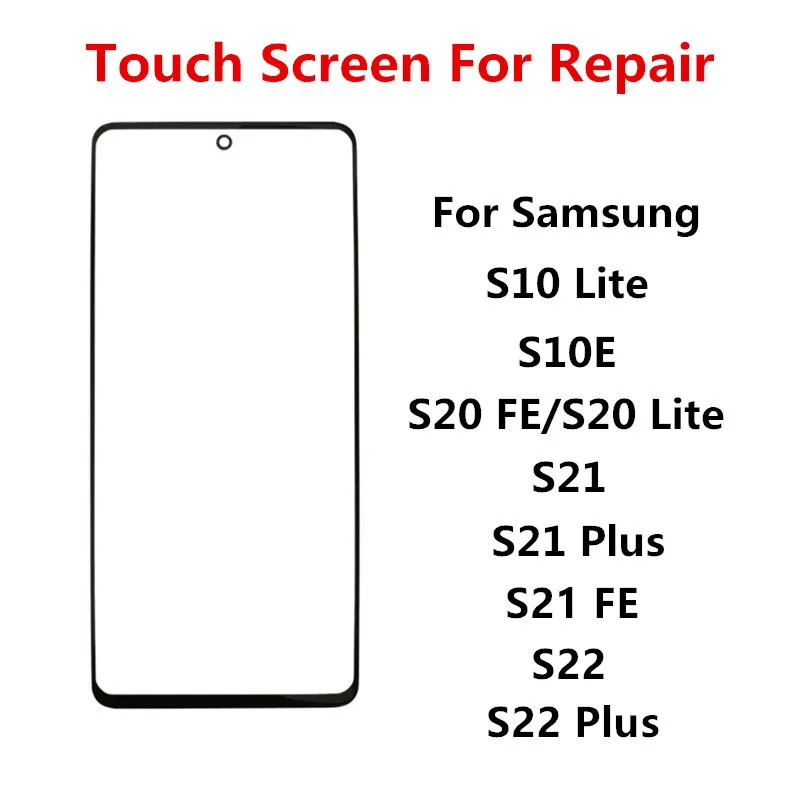Outer Screen For Samsung Galaxy S22 S10 Lite S20 FE S21 Plus Front Touch Panel LCD Display Glass Cover Lens Repair Replace Parts