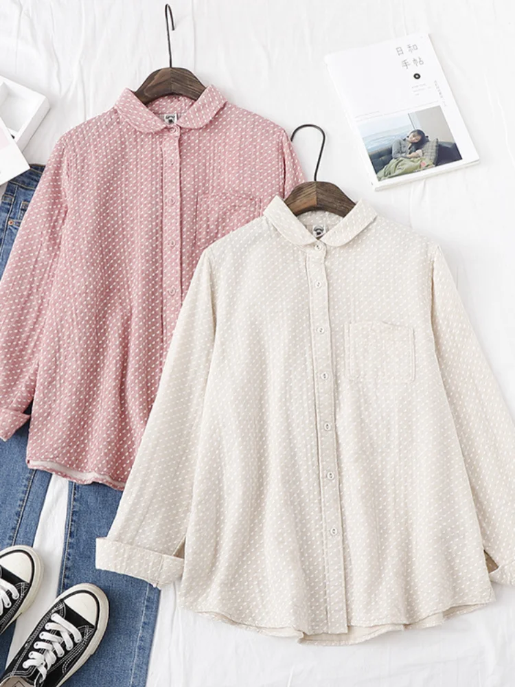

H.sa Women Polka Dot Shirts Female Print Long Sleeve Loose T-Shirt Blouse Tops Casual Women's Summer Blouse Loose Women Tops