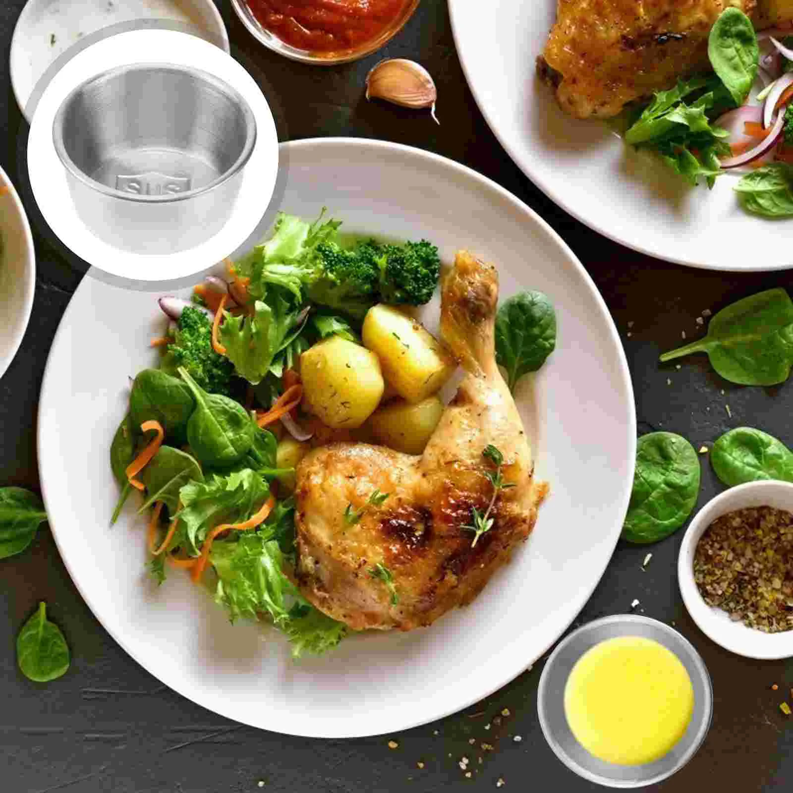 

Sauce Dipping Dish Cups Bowls Stainless Dishes Seasoning Side Plates Mini Bowl Steel Appetizer Plate Small Sushi Condiment