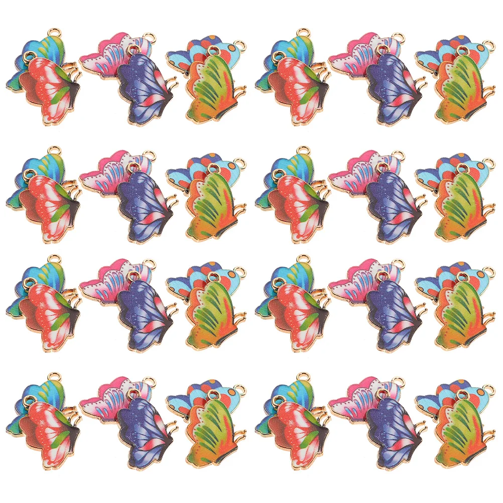 

48 Pcs Colorful Decor Charms For DIY Jewelry Decorative Pendants Cartoon Alloy Bracelet Making