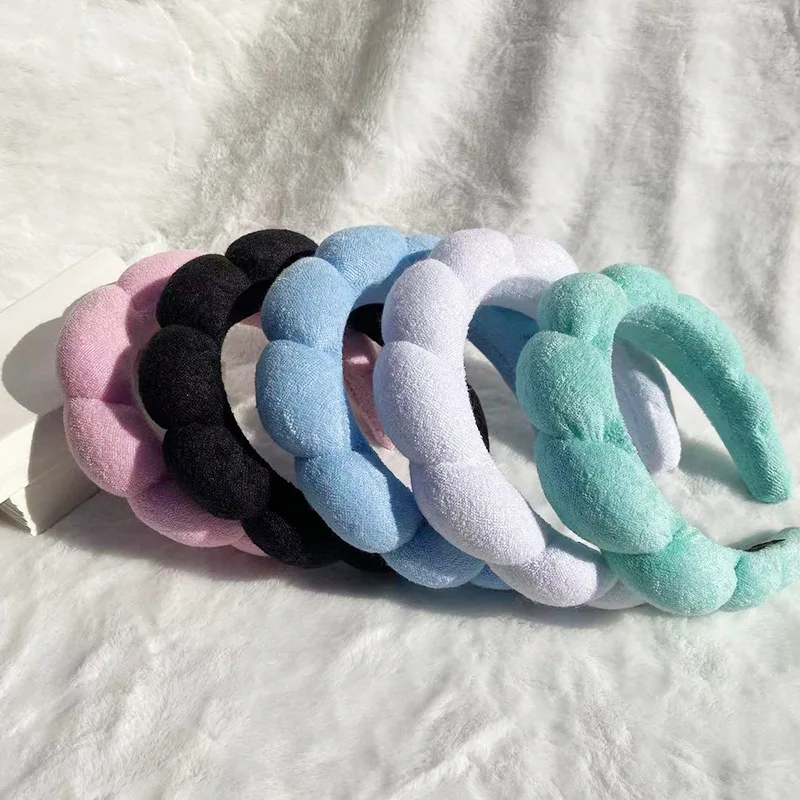 

Sponge Headband Puffy Makeup Bubble Terry Cloth Co Spa Retro Hair Bands Soft Hairband Headwear Versed Headband for Girls Korean