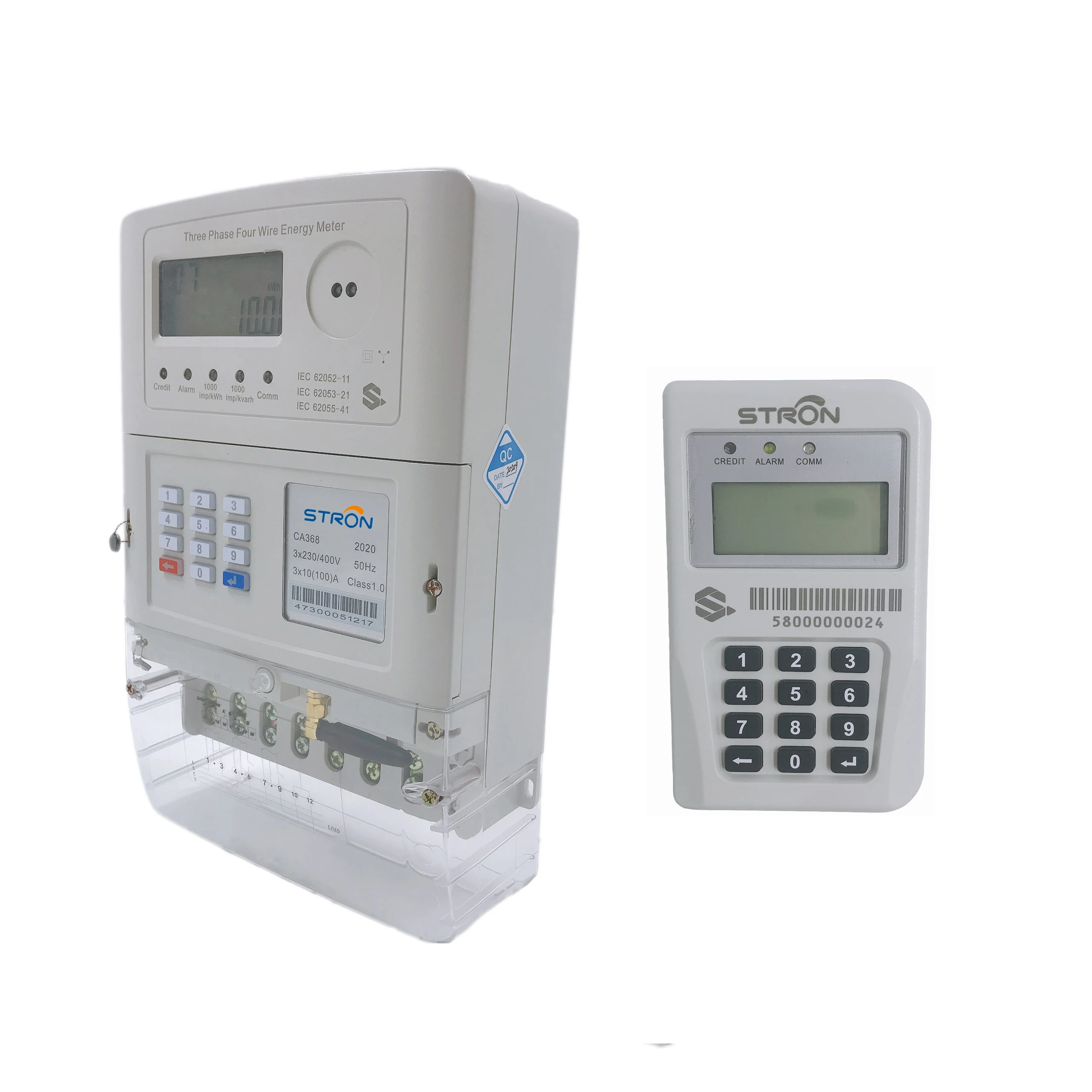 

STS Prepaid IP54 Split Keypad Plug-in LORA-RF Module 3 Phase 4 Wires Smart Electricity Meter with Vending Software