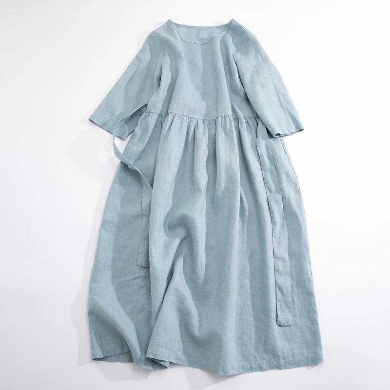 

Summer New Dress 2023 Fashion Comfortable Cotton Loose Round Neck Casual Irregular Oversize Women's Elegant Long Party Dress