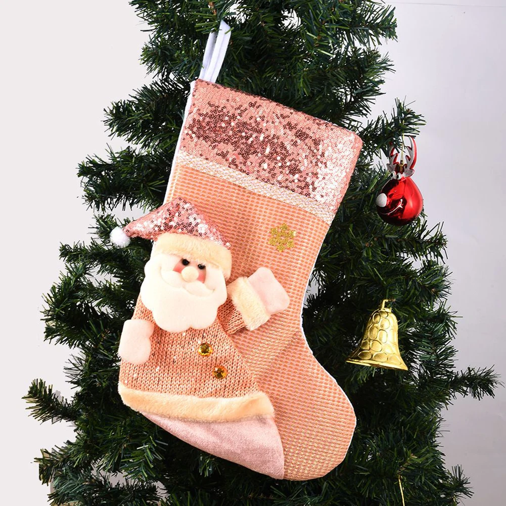 

1pc Christmas Stocking Sock Santa Claus Gift Bags Candy Bags Christmas Tree Pendant Ornament Christmas Decorations Home Decor