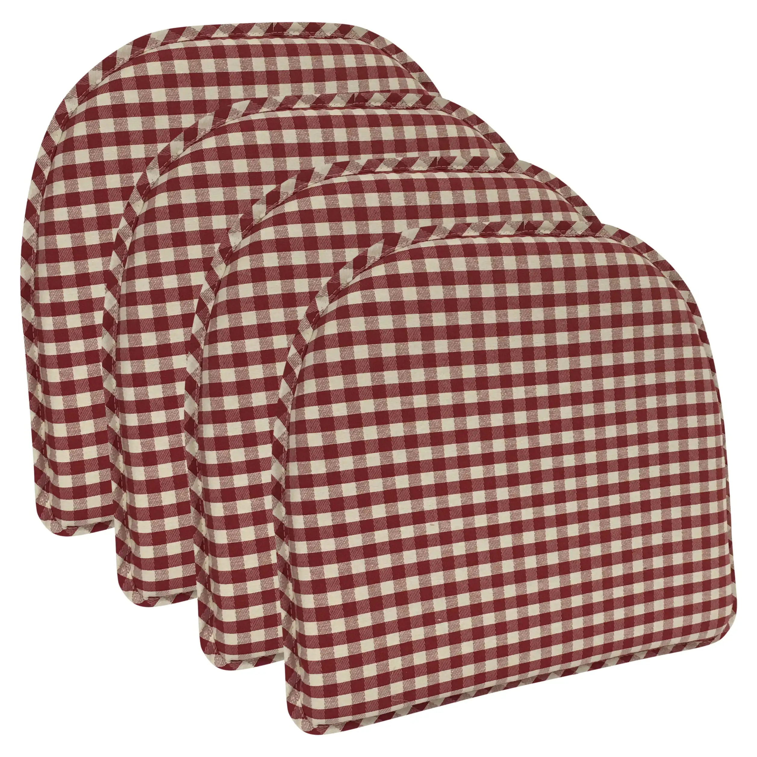 

Non Slip 15"x16" Gingham Red Chair Cushions, Set of 4