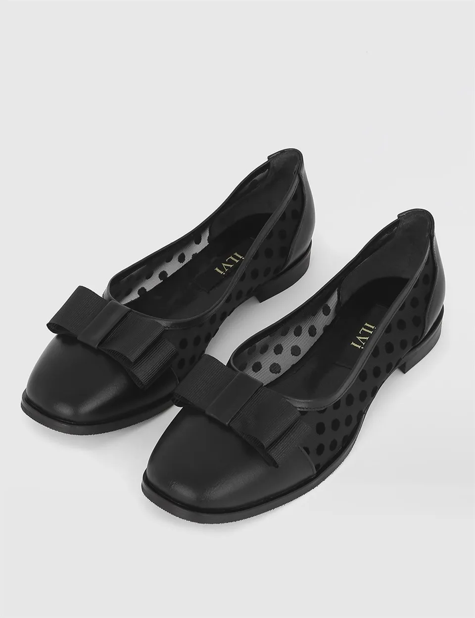 

ILVi-Genuine Leather Handmade Solo Black Leather Women's Ballerina Women Shoes 2021 Spring/Summer
