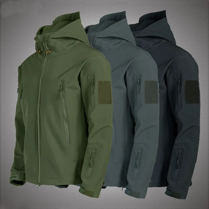 

Military Shark Skin Soft Shell Jackets Men Tactical Windproof Waterproof jacket men Army Combat Jackets Mens Hooded Bomber Coats