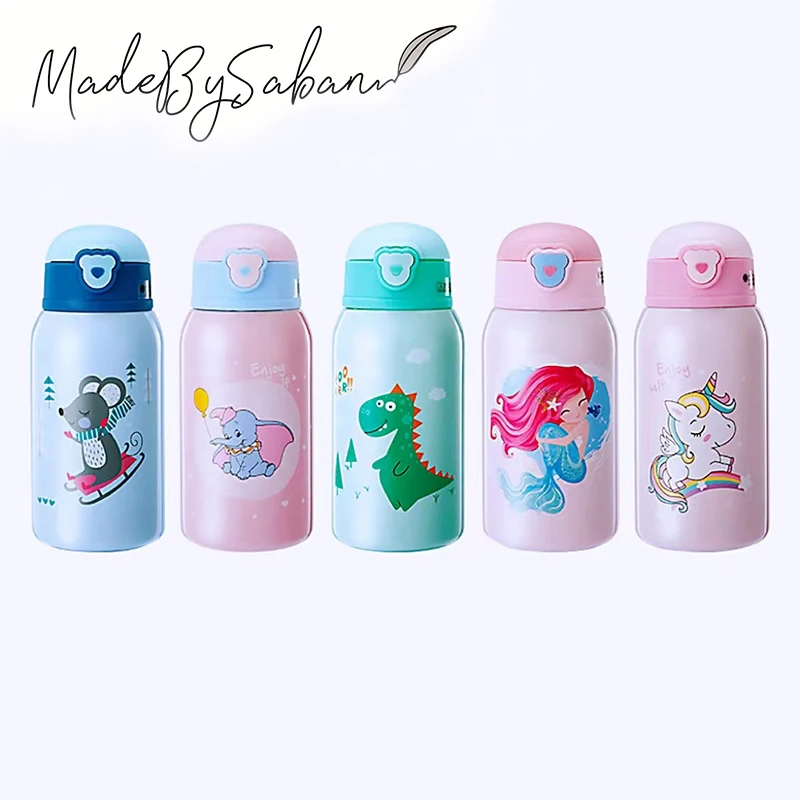 Детский соломенный термос из нержавеющей стали кружка с чехлом Мультяшные