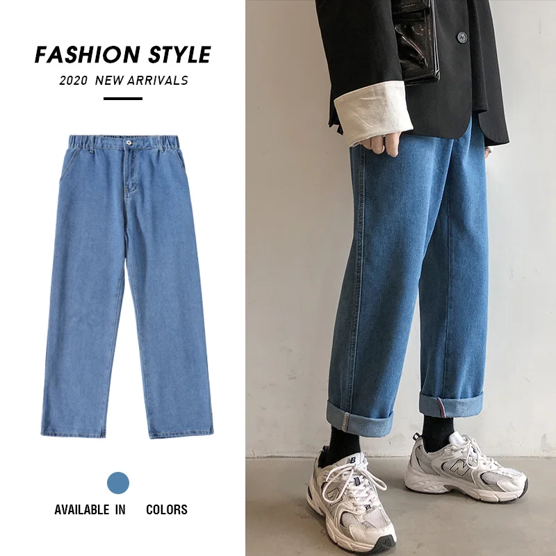 Grey Blue Black Jeans Men Fashion Retro Straight Jeans Men Streetwear Hip Hop Loose Biker Denim Pants Mens Trousers S-3XL