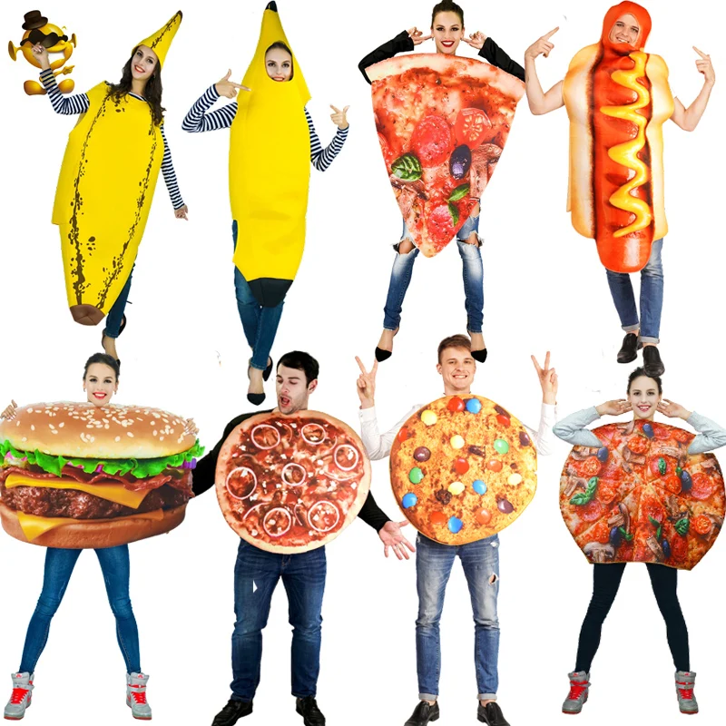 

Adult Couple Stale Banana Hamburg Pizza Hotdog Costumes Fancy Dress Party Halloween Cosplay Costume for Unisex