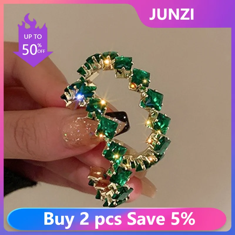 

NEW Silver Color Hoop Earring for Women Rhombic Green CZ Cubic Zircon Earrings Engagement Party Jewelry Gift