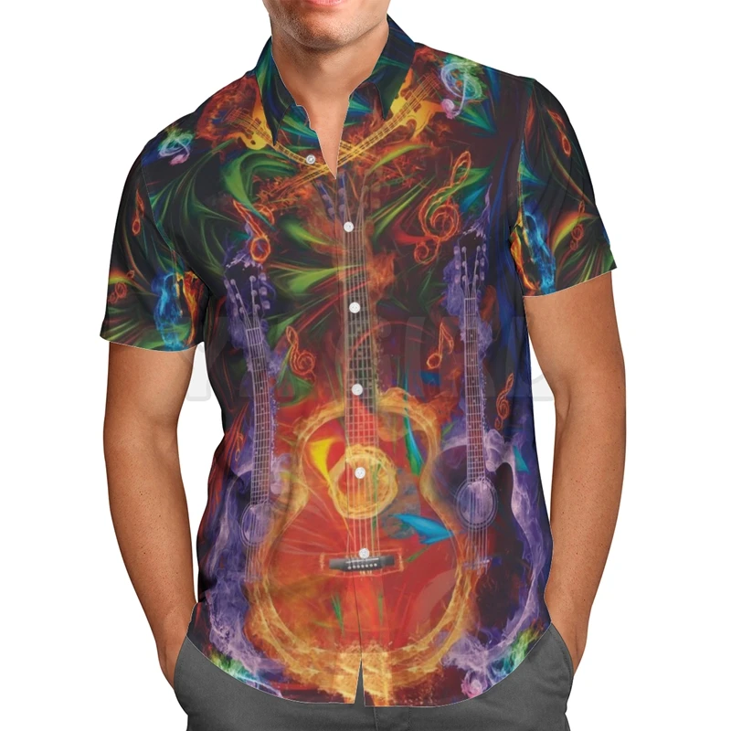 

Summer Shirts Guitar 3D All Over Printed Hawaiian Shirt Men's For Women's Harajuku Casual Shirt Unisex