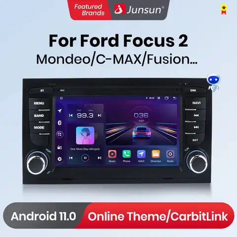 Автомагнитола Junsun, мультимедийная стерео-система на Android 11, с 7 "экраном, GPS, Навигатором, для Ford Focus C-Max, Mondeo, Galaxy C-Max, типоразмер 2DIN