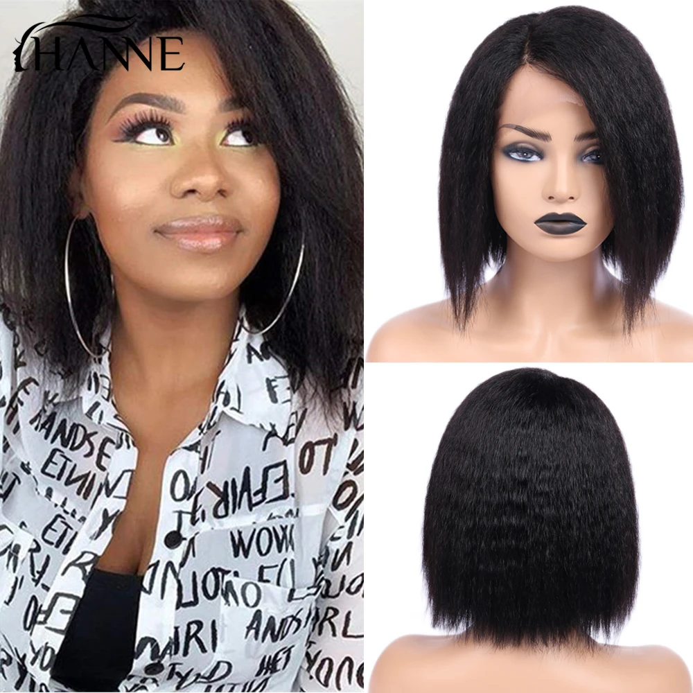 Hanne  Kinky Curly Lace Wig Human Hair Lace Front Human Hair Wigs For Women Brazilian Yaki Short Pixie Cut Wigs Human Hair Remy