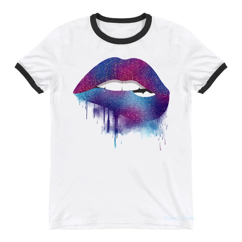 

Красочная футболка с леопардовым принтом губ и кисточками, женская одежда 2021, забавная Сексуальная футболка, женская летняя модная футболка, женская футболка, оптовая продажа