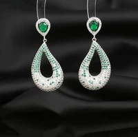 2022 new gradient white green luxury style zircon earrings for women gorgeous lady vintage luxurious fine jewelry