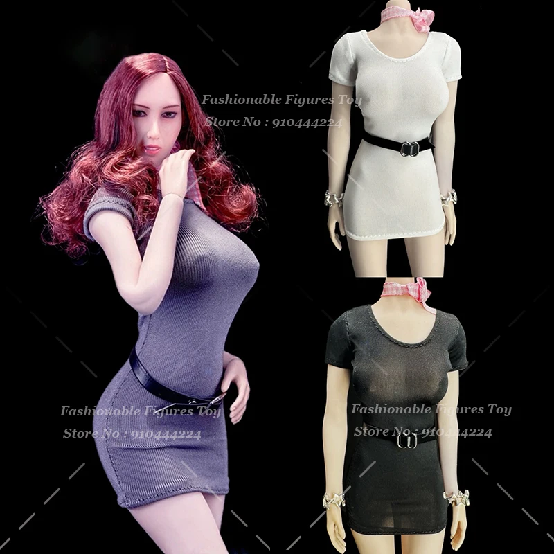 Женское платье-солдат 1/6 тонкое эластичное платье офисная юбка пояс воротник