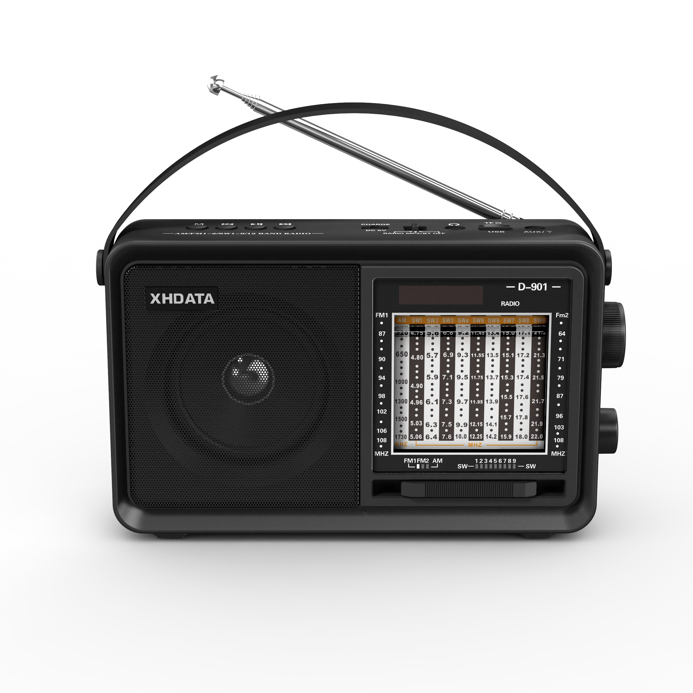 XHDATA D-901 AM FM SW портативное радио Bluetooth-совместимый радиоприемник с динамиком