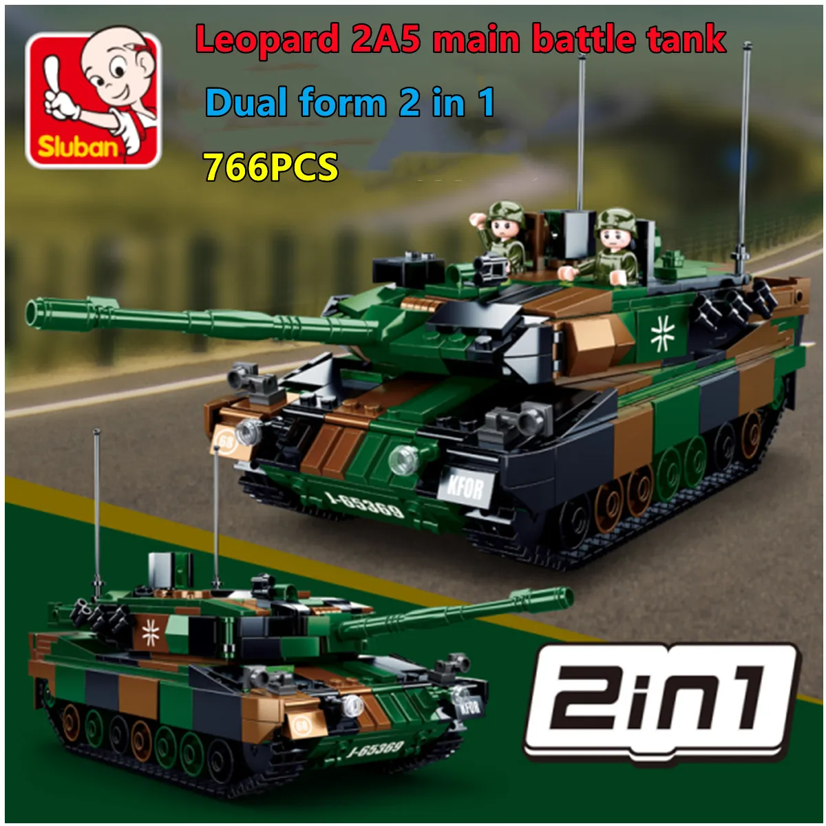 Sluban Building Block Toys Army Leopard 2A5 Main Battle Tank 766PCS Bricks B0839 Compatbile With Leading Brands