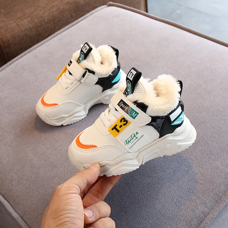 

Winter Slip On Kids Boys And Girls Sports Shoes Plush Thickened Cotton Baby Toddler Platform Fashion Boots Sneakers Children