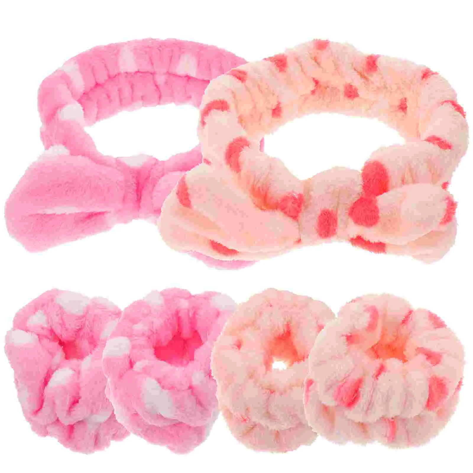 

2 Sets Face Wash Headband Wristband Wrist Cuffs Bow Makeup Headband Spa Headband