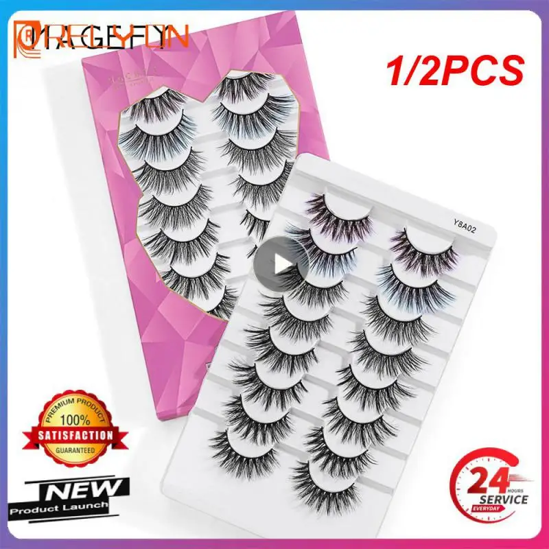 

1/2PCS 10Pairs 3D Mink Hair False Eyelashes Full Volume Thick Long Wispies Lashes Messy Handmade Cruelty-free Eye Extension