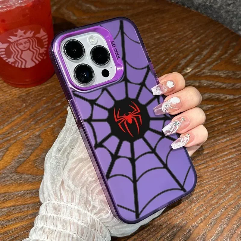 Cool Spider Man Icon Case for iPhone 16 Plus 11 12 13 14 15 Pro Max XR Marvel Character Durable Hard Plastic Shockproof Cover