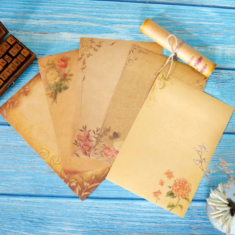

16pcs Mixed Vintage Kraft Paper A5 Thank You Letter Paper Wedding Birthday Christmas Gift Decoration Supplies Craft Paper Decor