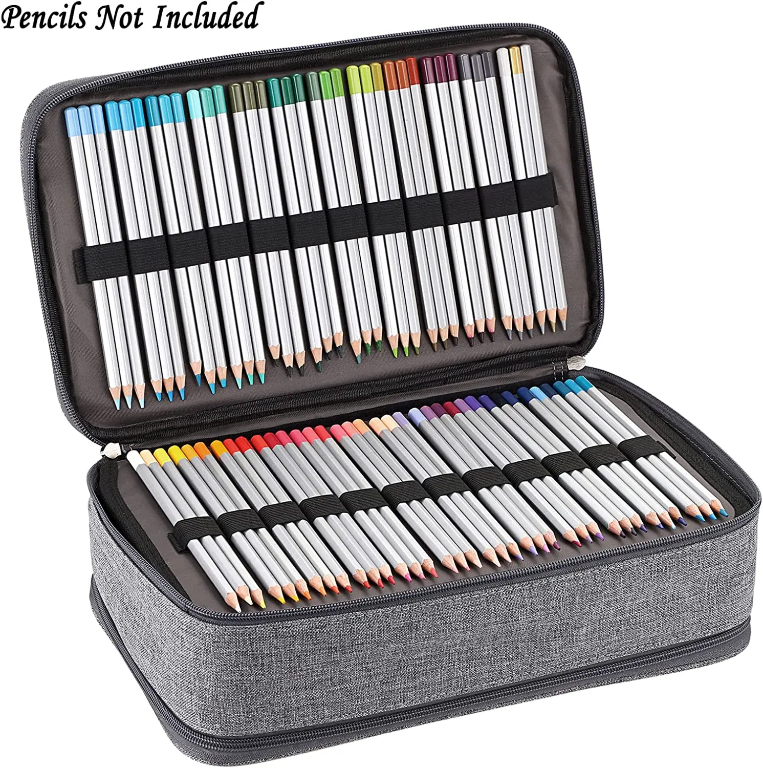 Case 360 Slots Pen Pencil Organizer Zippers Multilayer  For 