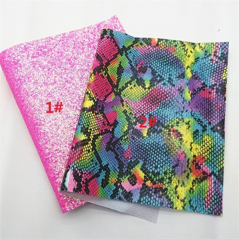 Розовые блестящие кожаные листы радужная змея леопард синтетическая кожа полосы