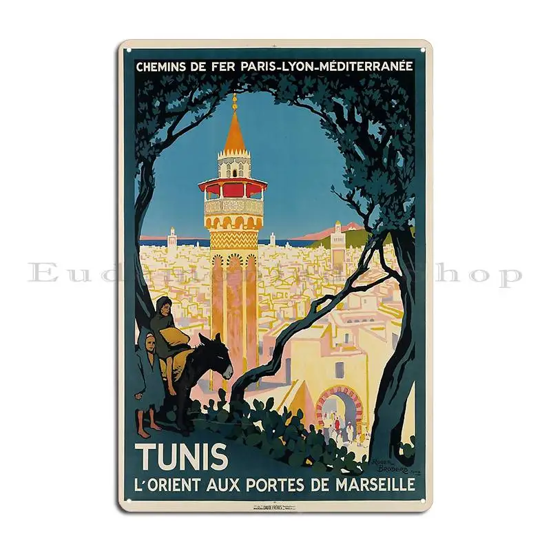 Plm Tunis винтажный туристический постер металлический знак настенная пещера паб