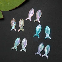 2pc real shell kawaii fish charms for jewelry making pendant diy mermaid cute earring charm necklace women jewelry accessories