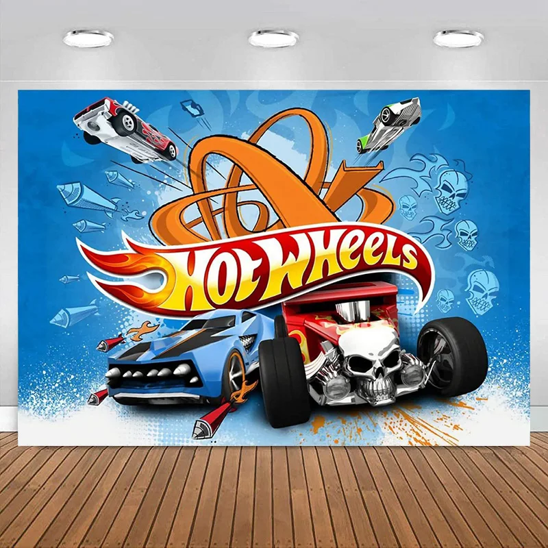 

Фон для фотосъемки с изображением синего гоночного автомобиля