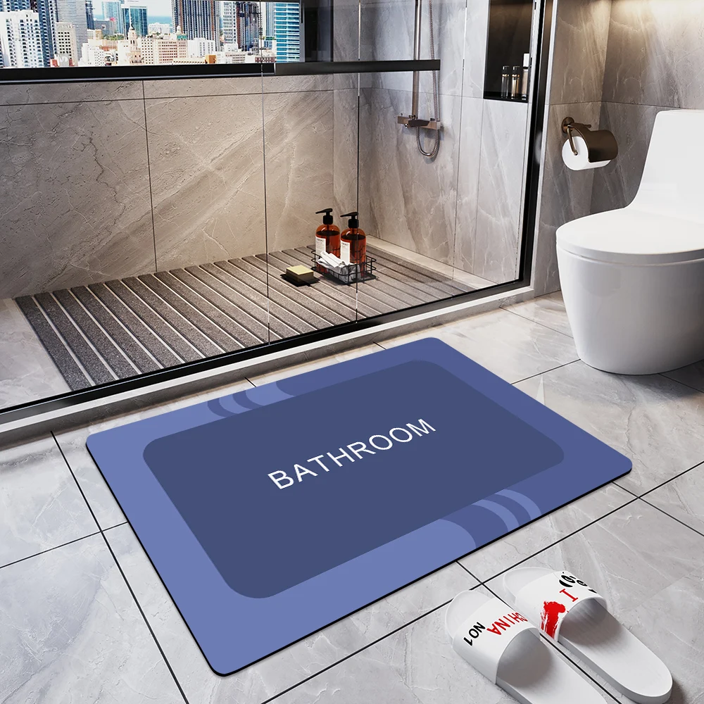 

Toilet Bathroom Bathtub Absorbent Foot Mat Shower Door Anti-Slip Carpet Bath Entrance Doormat Home Kitchen Bedroom Floor Rug