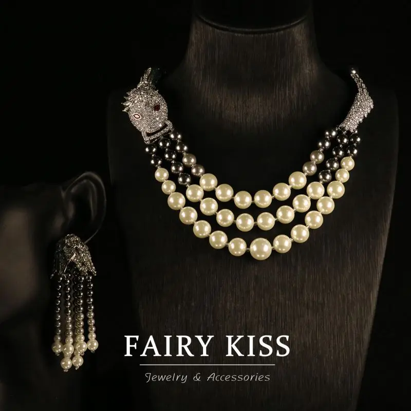 Светильник изысканное модное циркониевое многослойное жемчужное ожерелье с