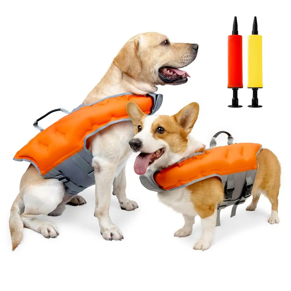 

Pet High Buoyancy Life Jacket Oxford Cloth Adjustable Safety Vest With Pump For Small Medium Large Dogs