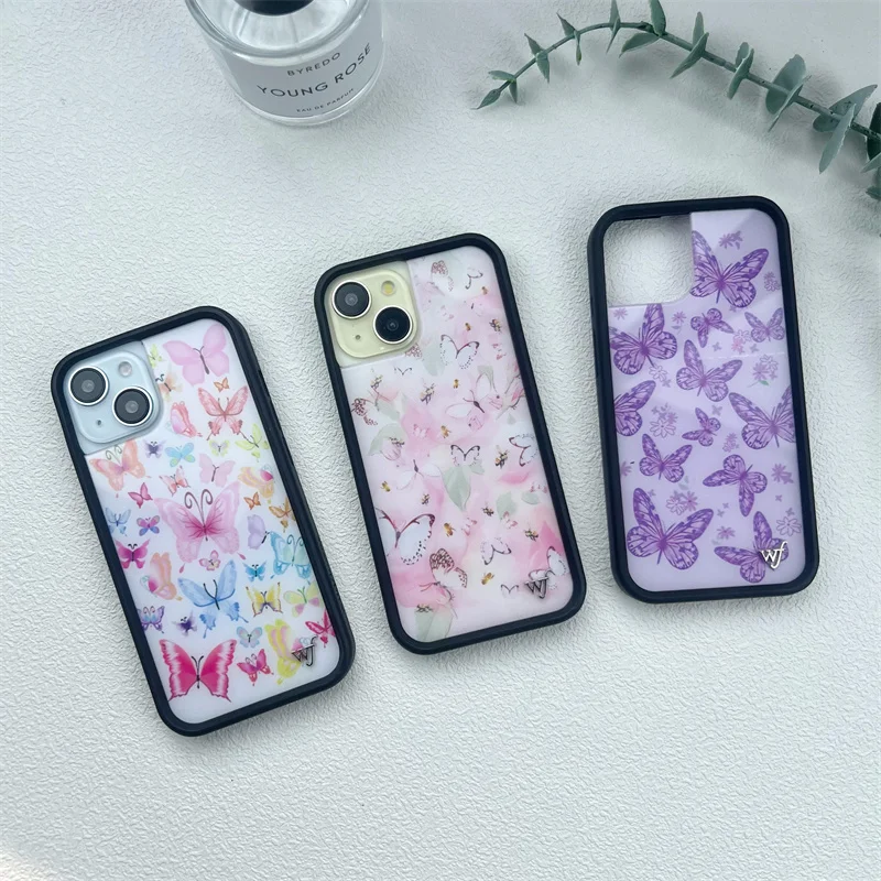 Креативный чехол для телефона с рисунком диких цветов и бабочек iPhone 16 15 14 13 12 Pro Max