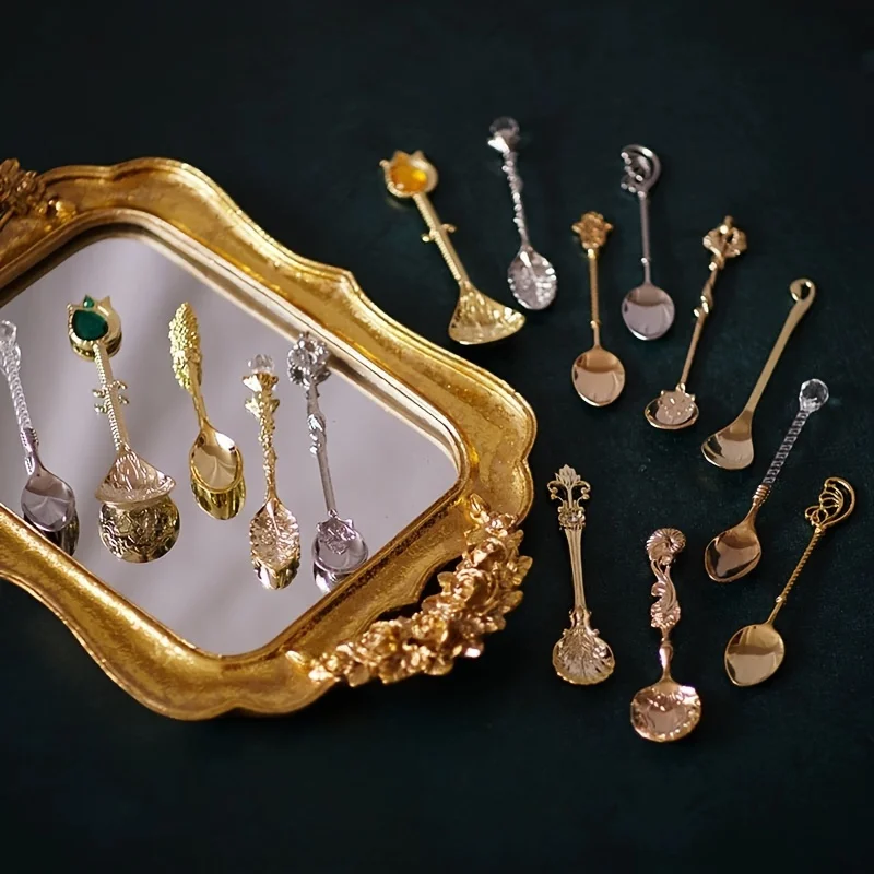 1 шт. резная ложка для кофе в винтажном европейском стиле