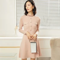 spring new womens dress slim slim long sleeved sweater lady fashion knitted dress