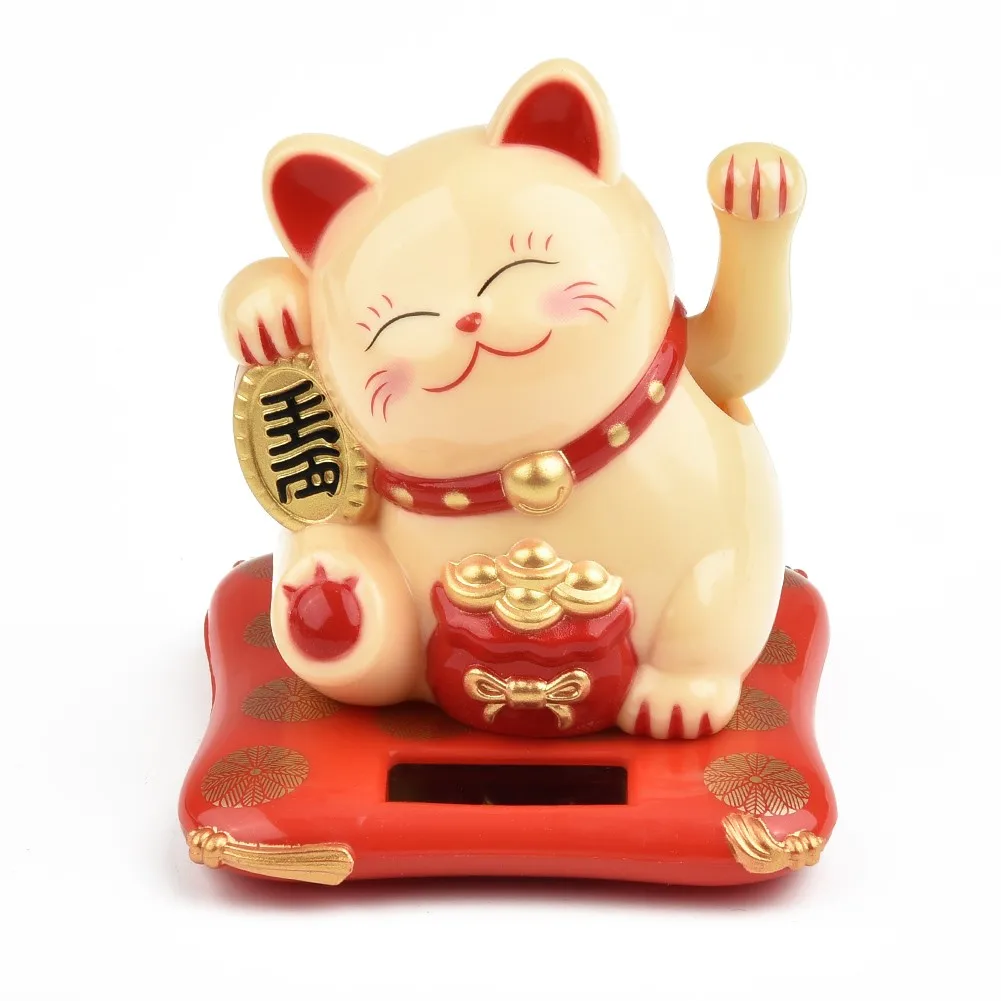 2 5 японская солнечная волна рука Lucky Cat или офис дома декоративные автомобильные