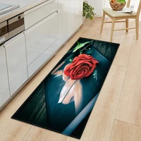 kitchen rug sofa carpet love rose wood grain anti slip floor mat flannel printed entrance door mat valentines day home decor