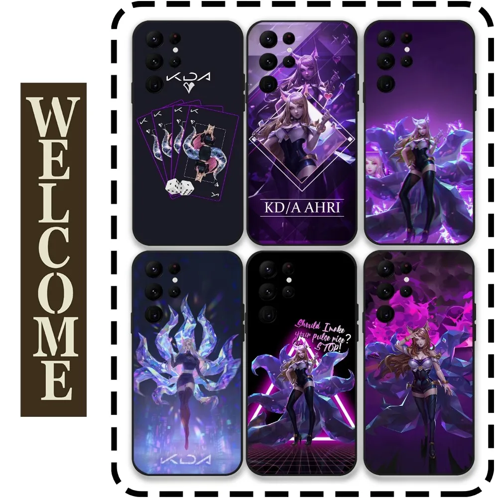 L-LOLS KDA A-Ahri Phone Case for Samsung Galaxy S24 Ultra S22 S23 S21 S20 5G Protective Silicone TPU Funda